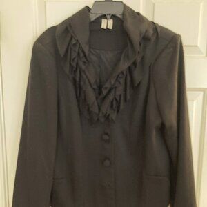 Black cropped jacket with ruffled neck